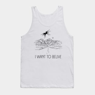 I Want to Belive - Shadow Ship Over a Road - White - Sci-Fi Tank Top